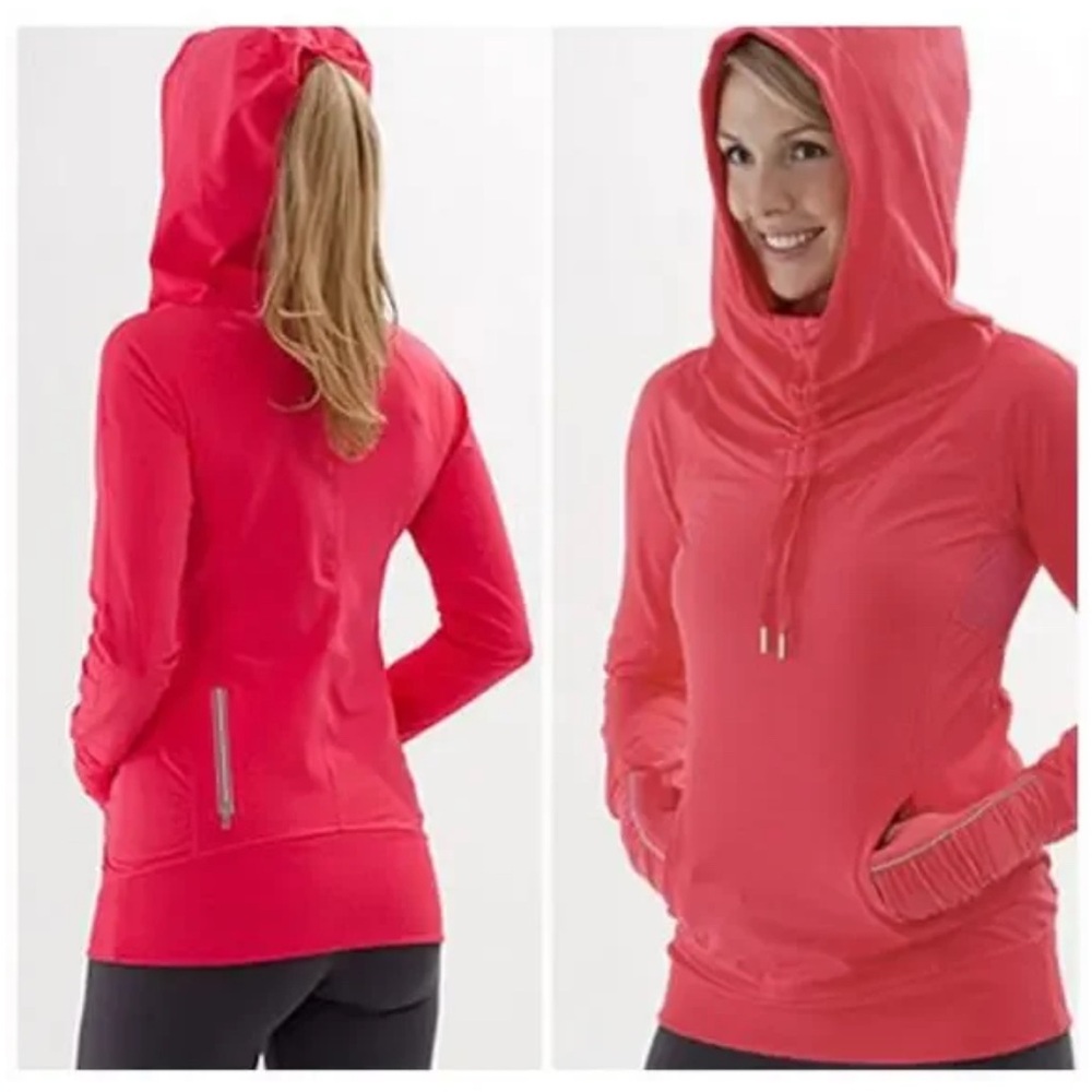 Lululemon Run: Ambition Pullover Hoodie w/ Ponytail Hole in Passion